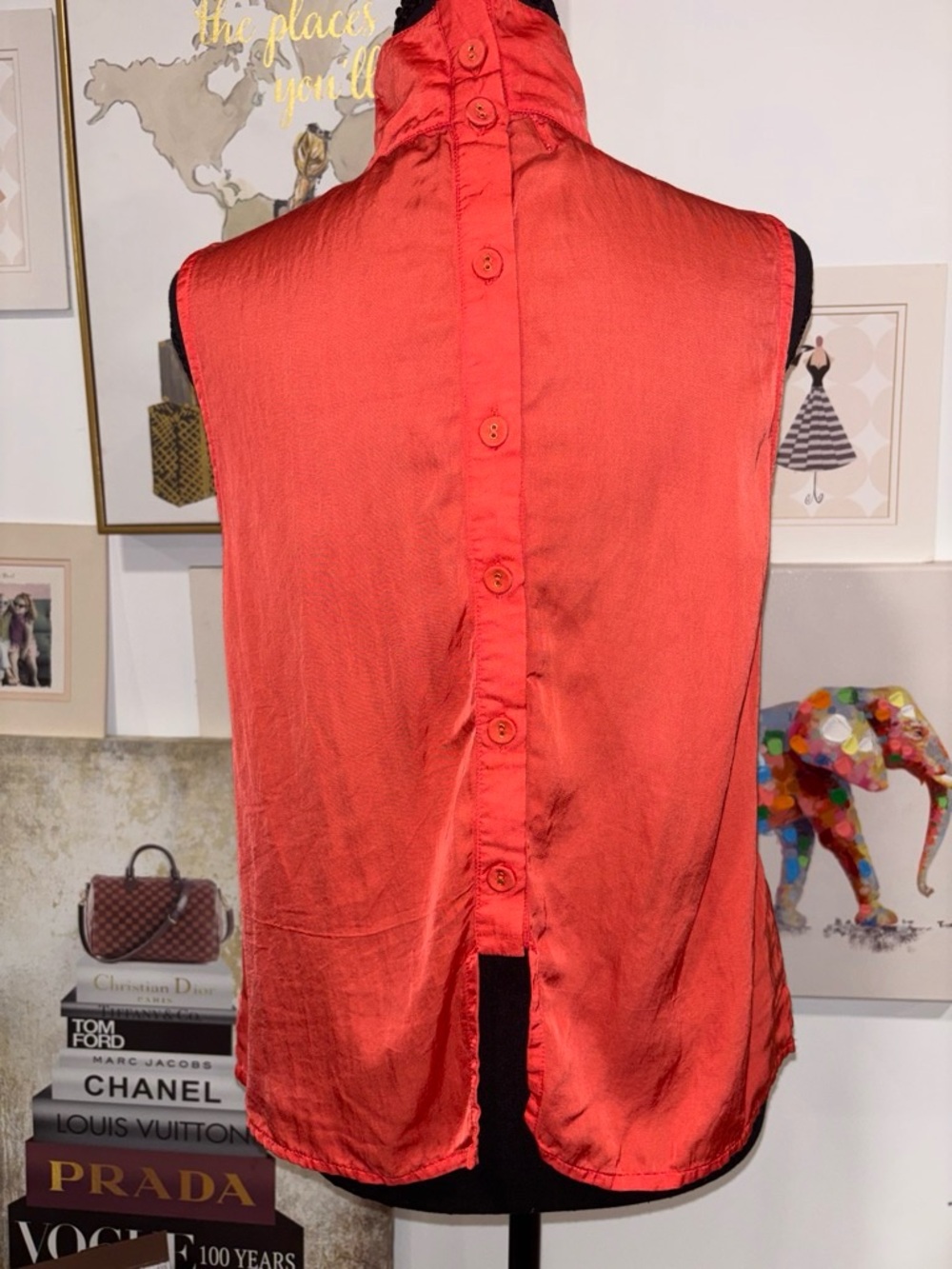 Sleeveless Mock Neck Camisole in Coral - Picture 2 of 3